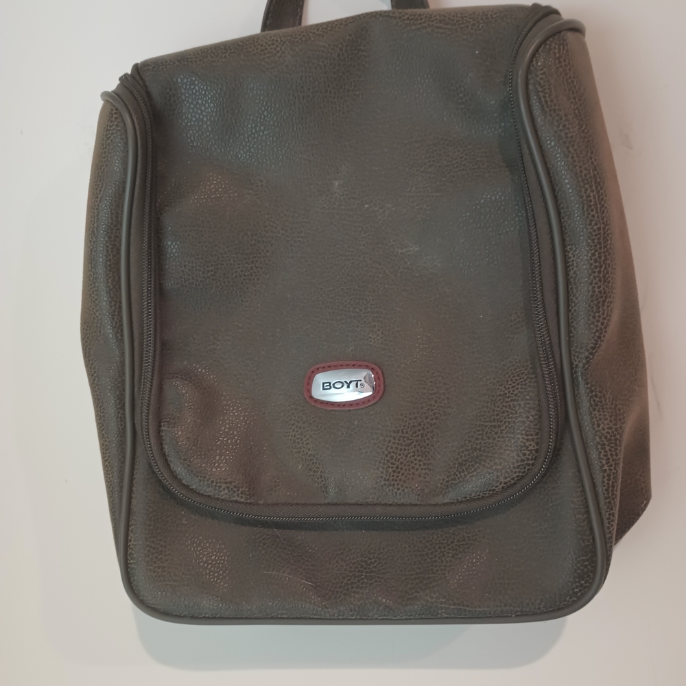 Boyt Luggage Hanging Toiletry Bag Travel  Organizer Brown Pebble Faux Leather